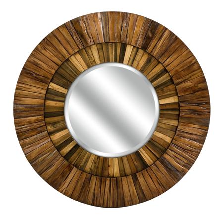 Shades of Light Wood Lath Industrial Mirror $299